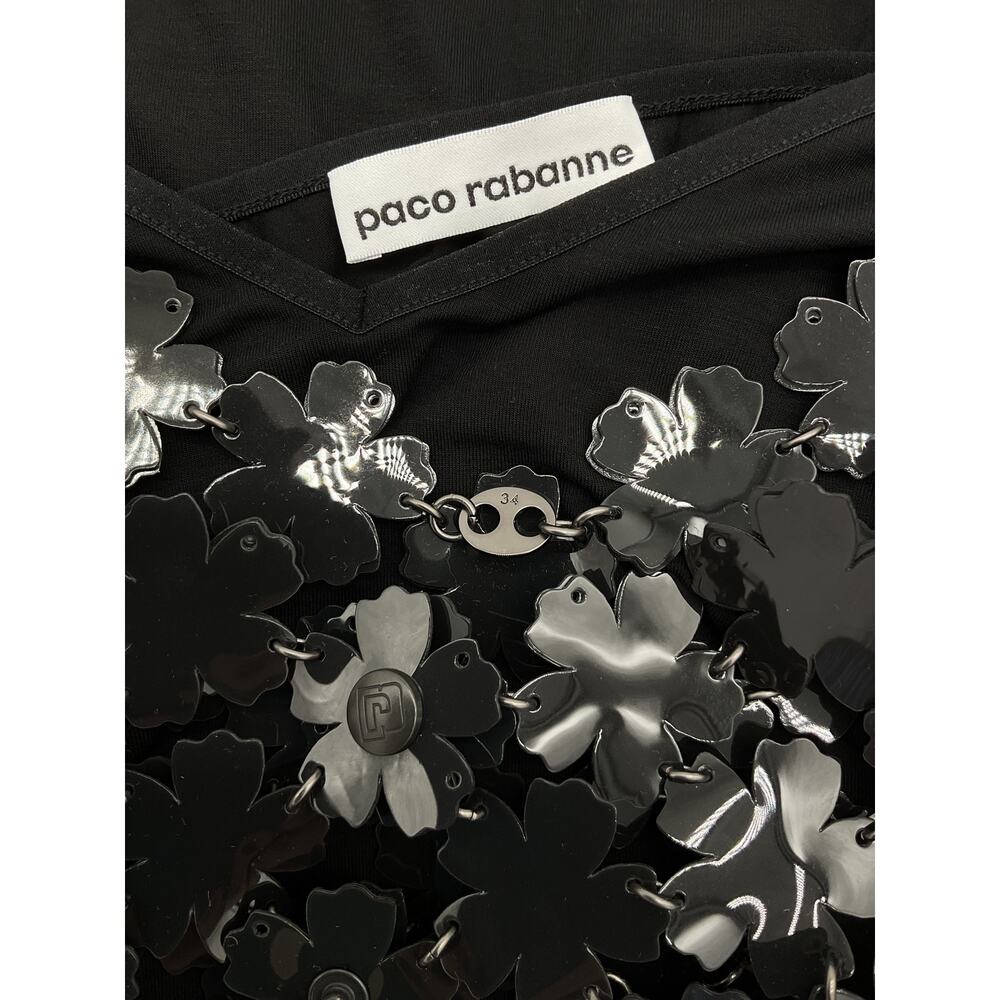 Paco Rabanne Embellished Black Flower Chainmail Dress Size EU 34 / US 2 - Picture 4 of 6